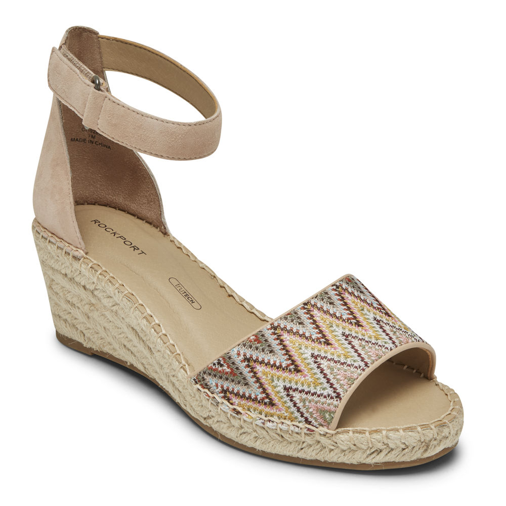 Rockport Womens Sandals Khaki - Marah Woven Ankle Strap - UK 907-XKONSV